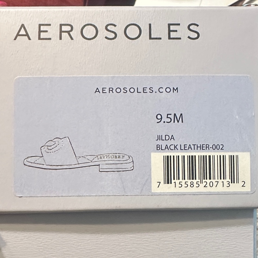 AEROSOLES Black Leather Jilda Slides